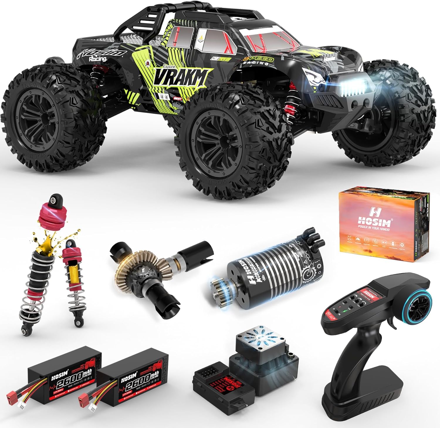 Rc Hobby Toucan - 大人用ブラシレスRCカー、1/10スケール、時速68キロ超え、四輪駆動オフロードリモートコントロールトラック、すぐに遊べるホビーグレード防水モンスタートラック、全地形対応おもちゃギフト、対象年齢8歳以上